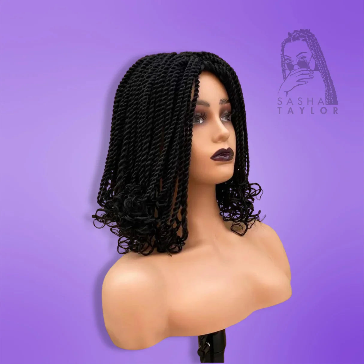 short braided black wig