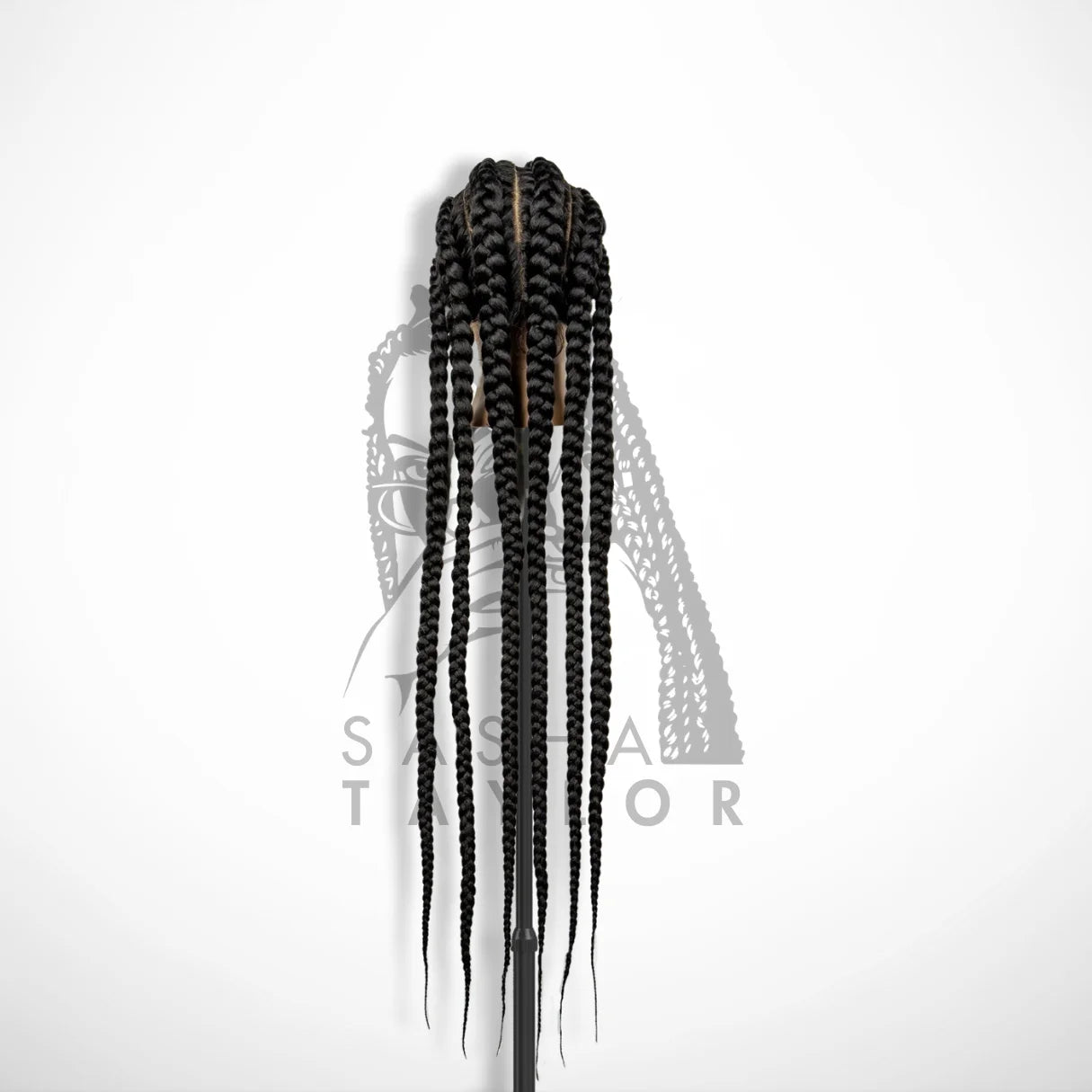 36&quot; Synthetic Cornrow Braided Wigs – HD Lace Wigs on a mannequin from the back