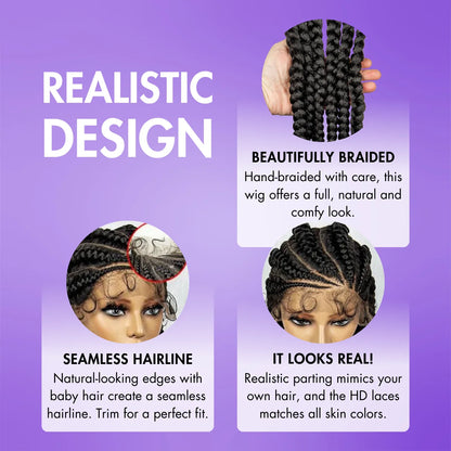 36&quot; Synthetic Cornrow Braided Wigs – HD Lace Wigs