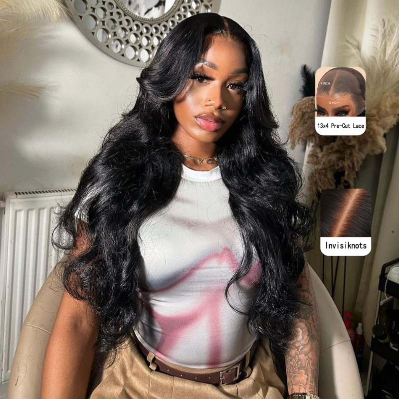 Pre-Bleached Invisible Knots Body Wave Synthetic Wig - HD Lace Wigs