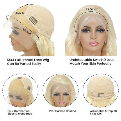 Platinum Ombre Blonde &amp; Pink Human Hair Wig - HD Lace Wigs