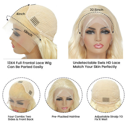 Blonde w Purple Roots Human Hair Wig - HD Lace Wigs