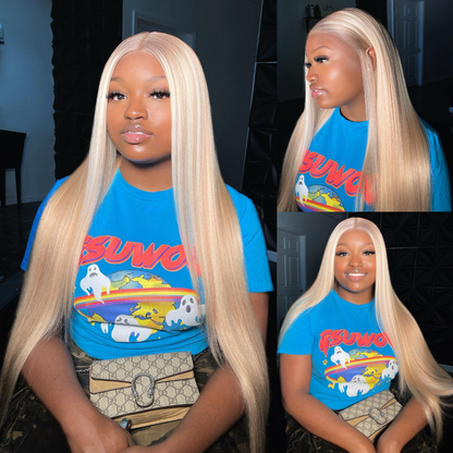 Platinum Light Blonde &amp; Pink Human Hair Wig - HD Lace Wigs