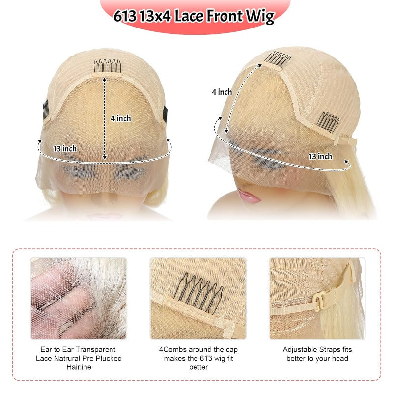 Blonde Straight &amp; Body Wave Human Hair Wig - HD Lace Wigs