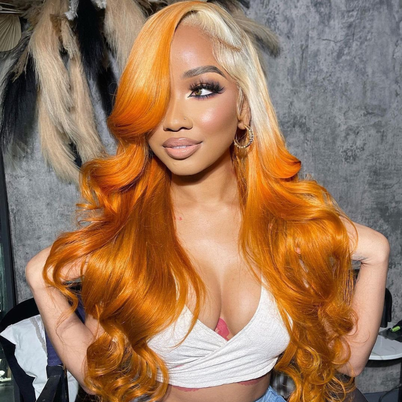 Blonde &amp; Ginger Body Wave Human Hair Wig - HD Lace Wigs