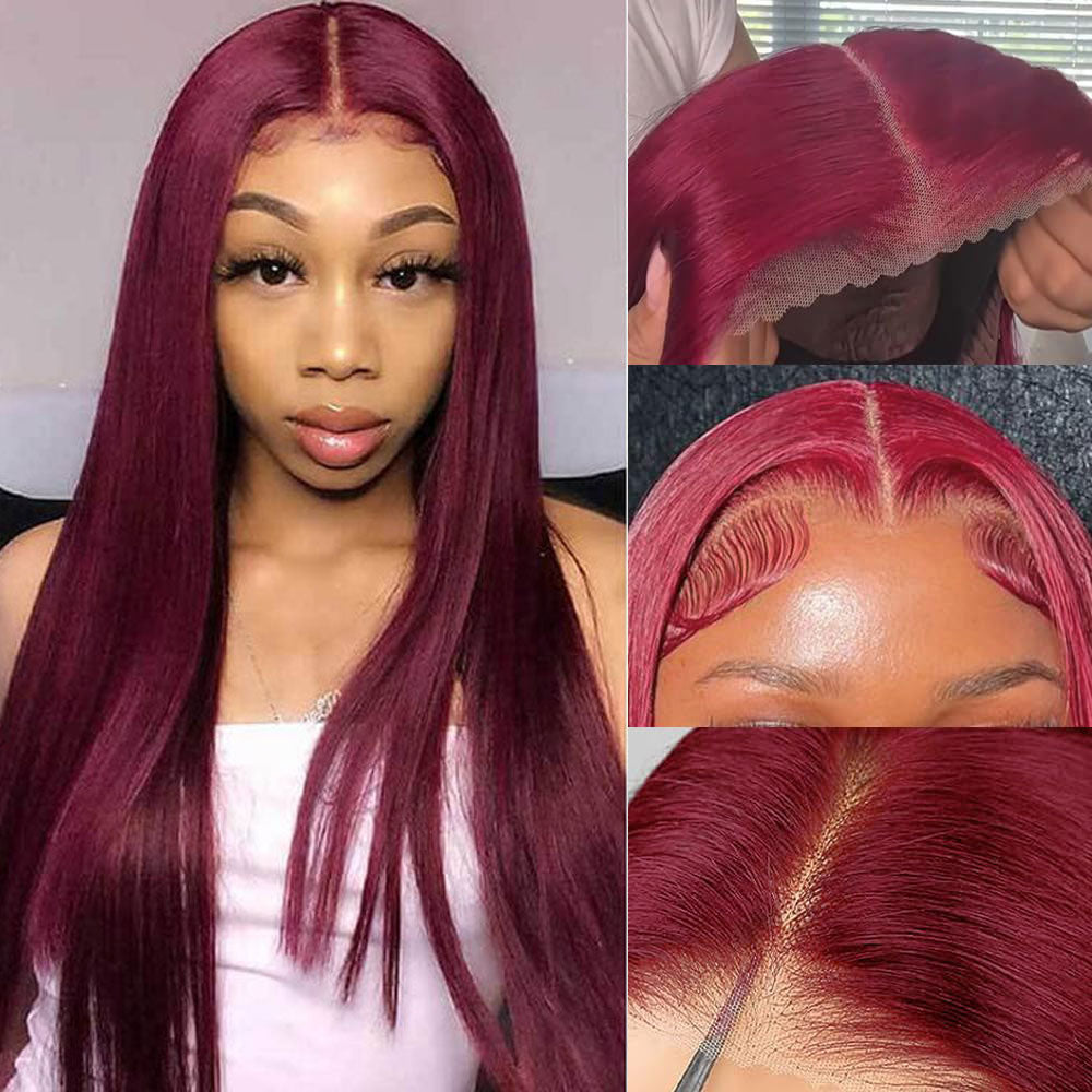 Red Straight Synthetic Wig - HD Lace Wigs