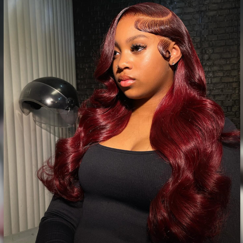 Red Body Wave Human Hair Wig - HD Lace Front