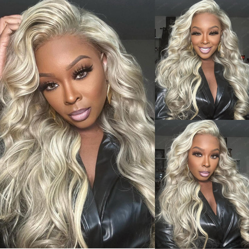 Balayage Blonde Highlights Straight Body Wave Lace Front Wig