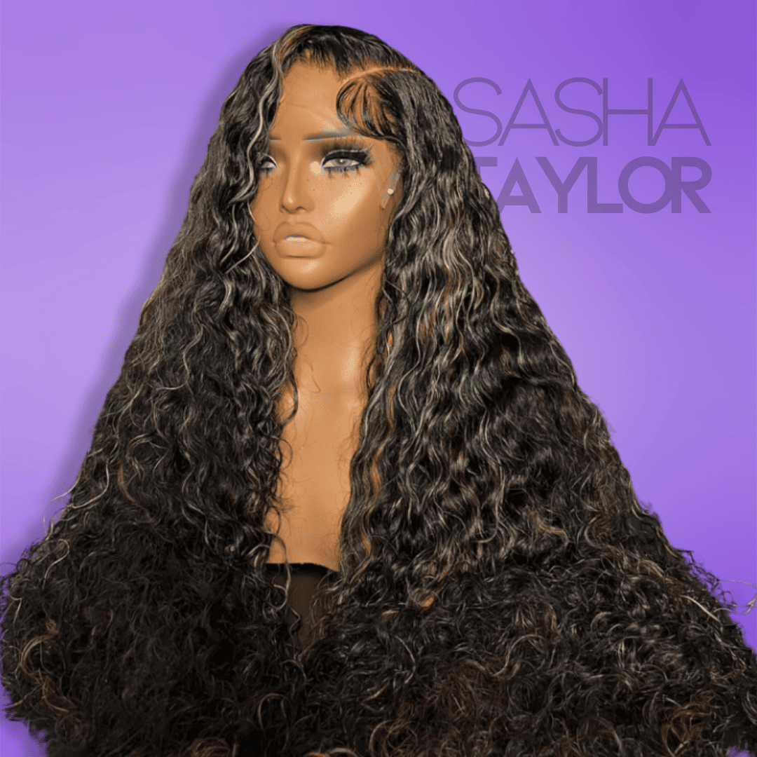 Balayage Brown Highlights Deep Wave Lace Front Wig - synthetic wig