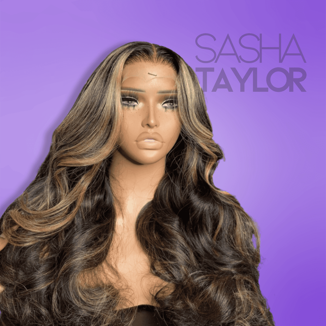 Balayage Highlights Body Wave Virgin Lace Front Wig - synthetic wig