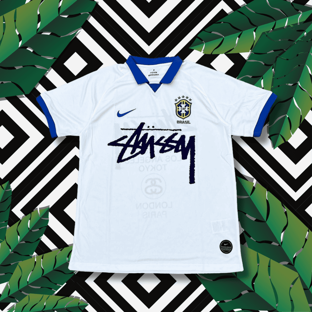 Camiseta de Brasil Stussy - Blanco y Azul 2019