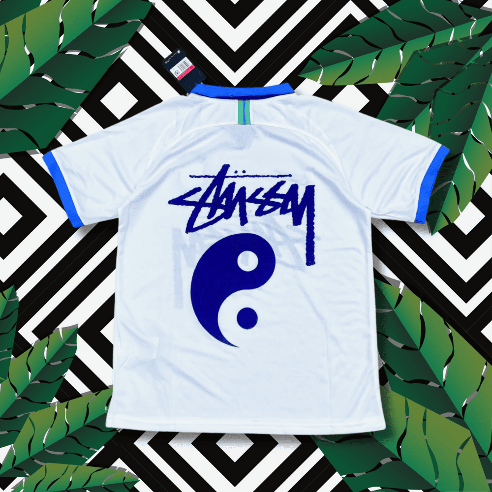 Camiseta de Brasil Stussy - Blanco y Azul 2019