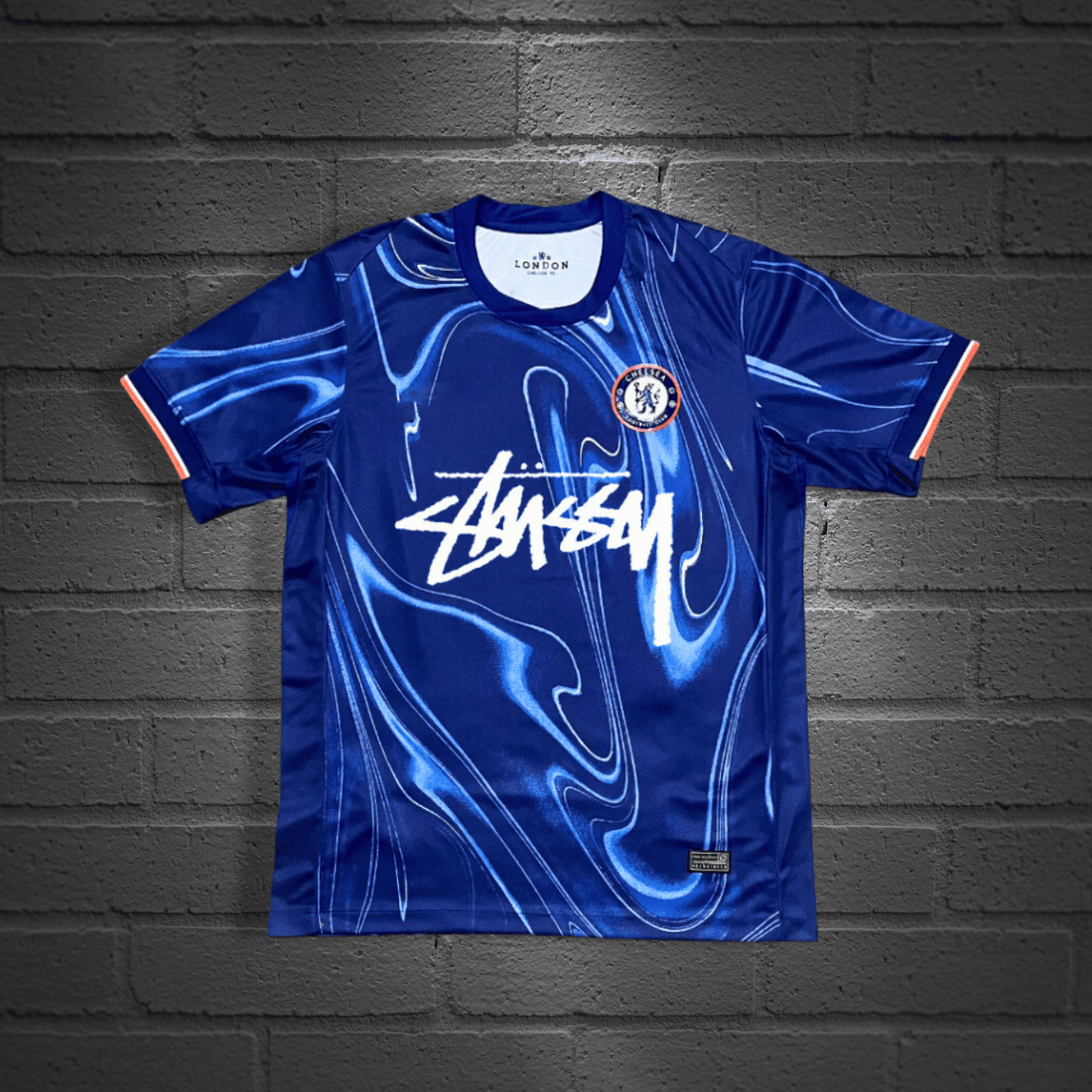 chelsea x stussy soccer jersey 24 25 home football kit