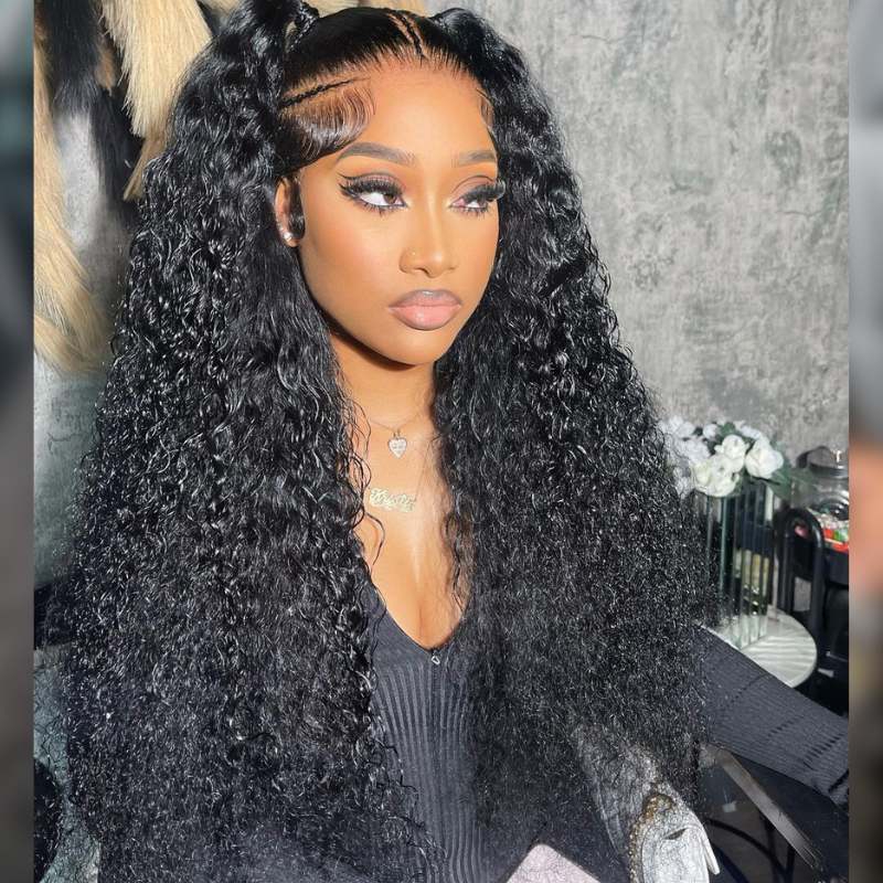 Pre-Bleached Invisible Knots Curly Synthetic Wig - HD Lace Wigs