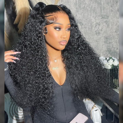 Pre-Bleached Invisible Knots Curly Synthetic Wig - HD Lace Wigs