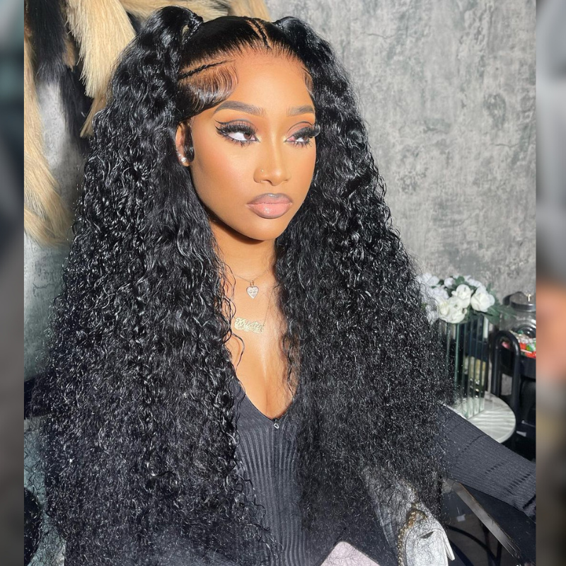 Pre-Bleached Invisible Knots Curly Synthetic Wig - HD Lace Wigs