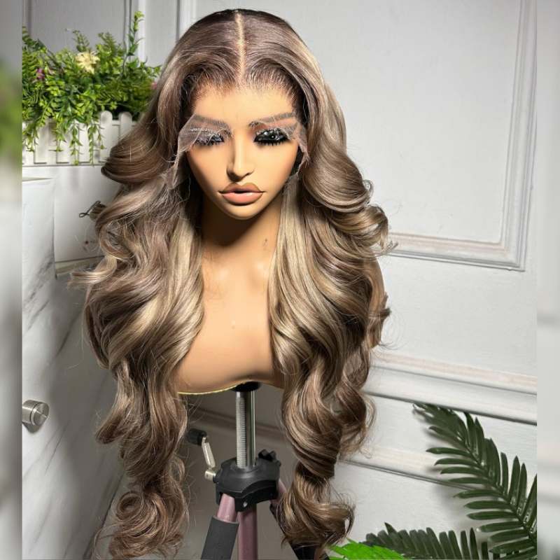 Dirty Ombre Skunk Ash Blonde Human Hair Wig - HD Lace Wigs