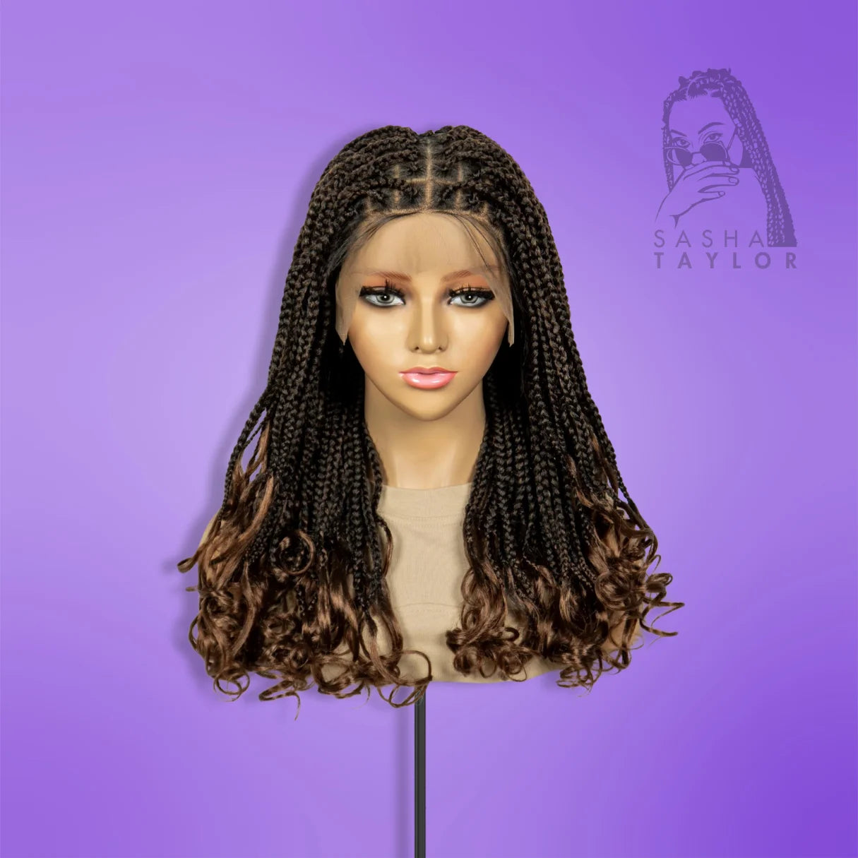 Goddess Box Braided Wigs – Transparent HD Full Lace with French Curly Ends