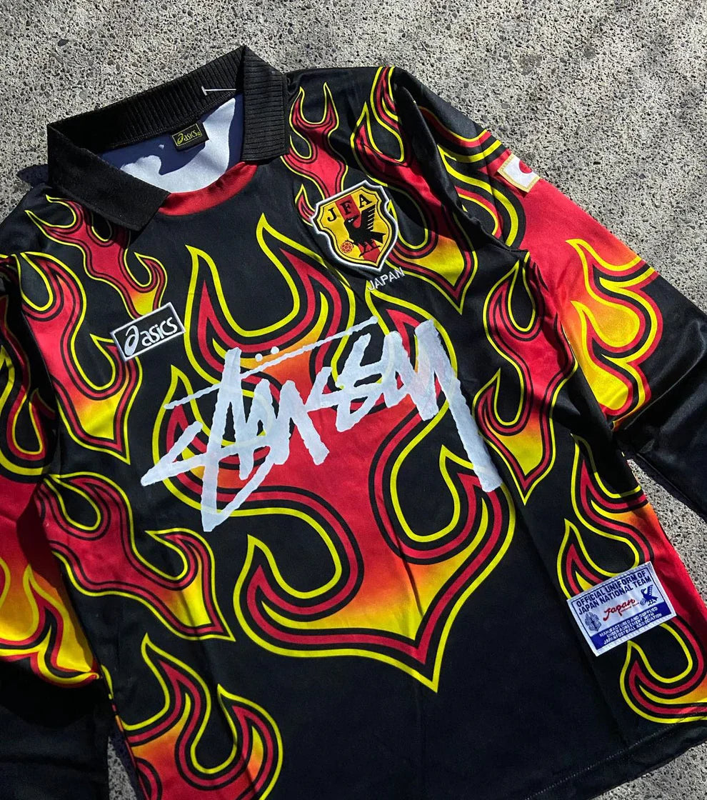 JAPAN Retro FIRE X stussy soccer jersey LIMITED EDITION football KIT shirt soccer jersey tshirt