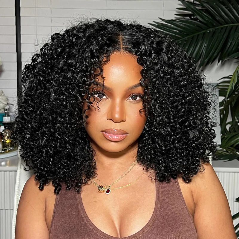 Kinky Curly Bob Human Hair Wigs - High Density Lace Front Wigs