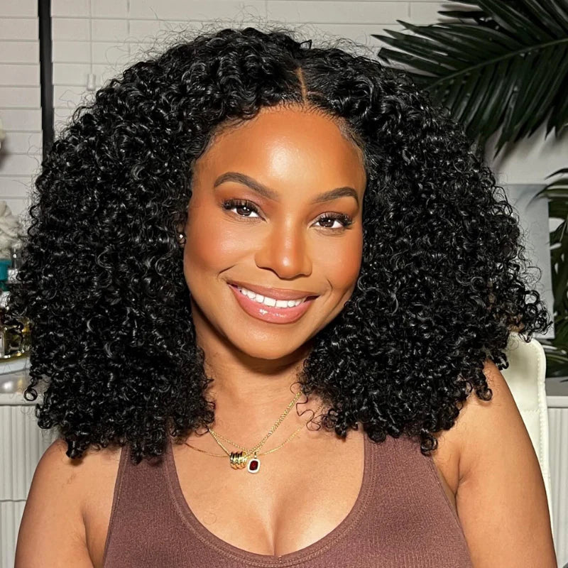 Kinky Curly Bob Human Hair Wigs - High Density Lace Front Wigs