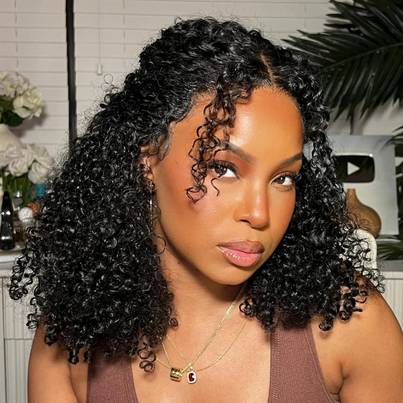 Kinky Curly Bob Human Hair Wigs - High Density Lace Front Wigs