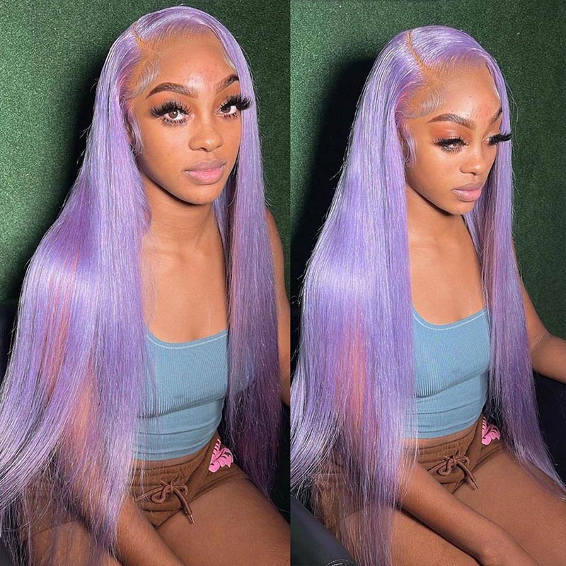 Light Lavender &amp; Purple Human Hair Wig - HD Lace Wigs