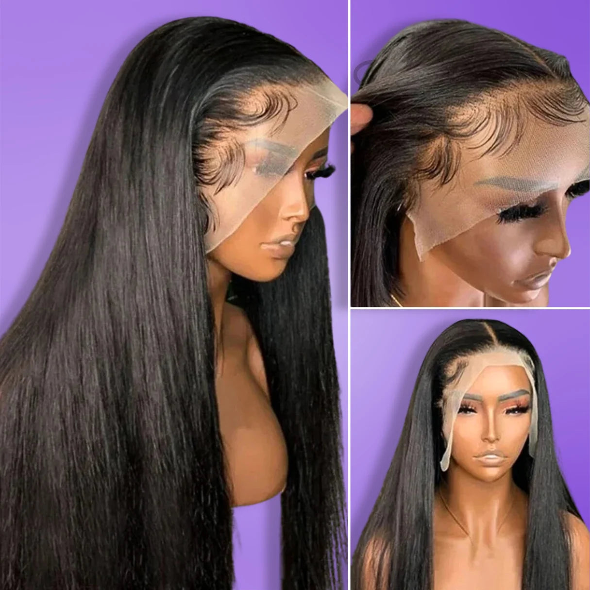 a mannequin wearing Long Remy Human Hair Wig - HD Lace Frontal Wig