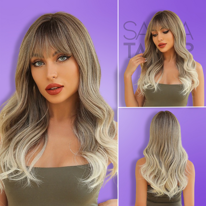 Long Straight Synthetic Wigs with Bangs - Natural Look for Cosplay and Everyday