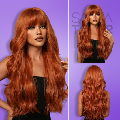 Long Straight Synthetic Wigs with Bangs - Natural Look for Cosplay and Everyday