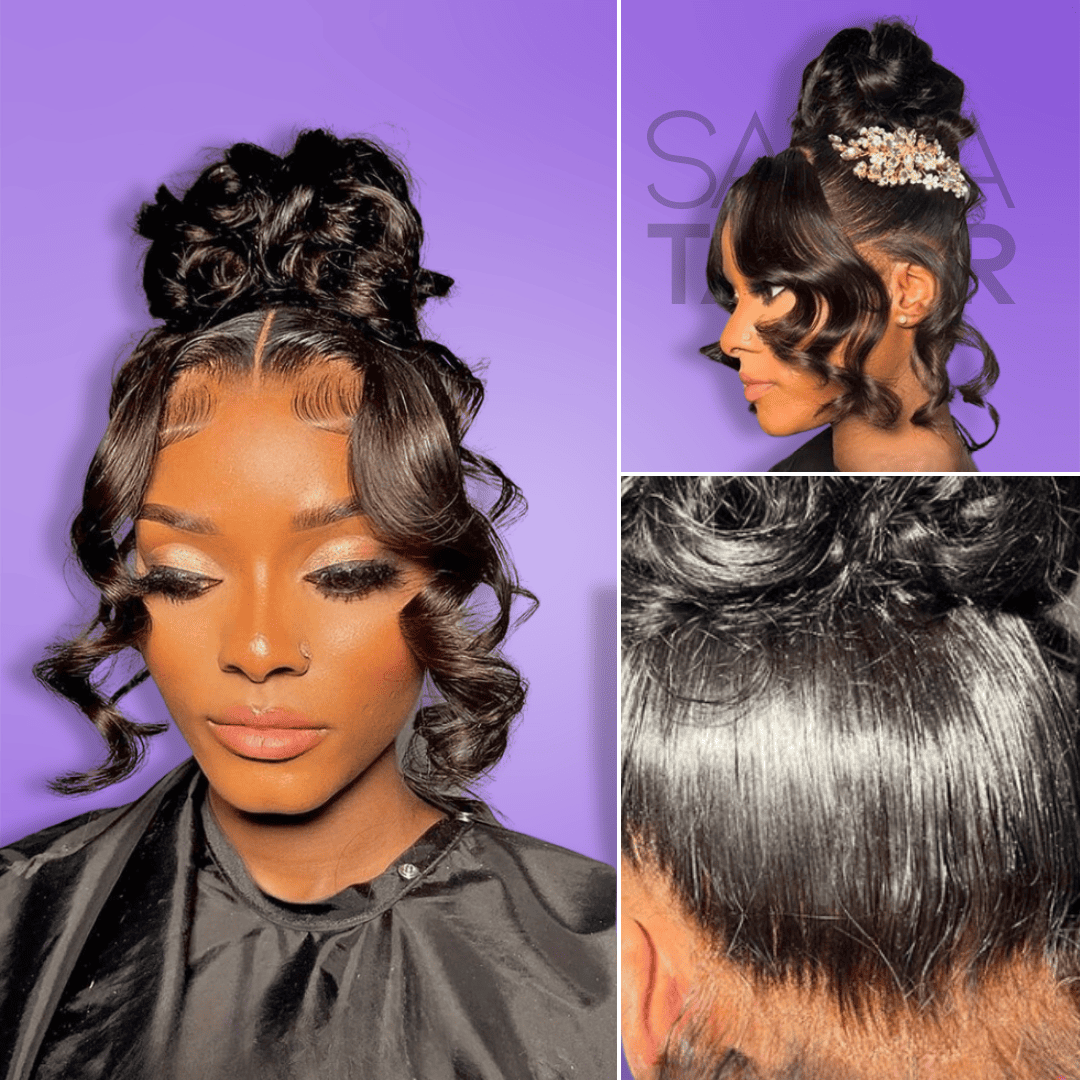 Loose Wave Lace Front Synthetic Wig With Bangs - Curtain Bangs