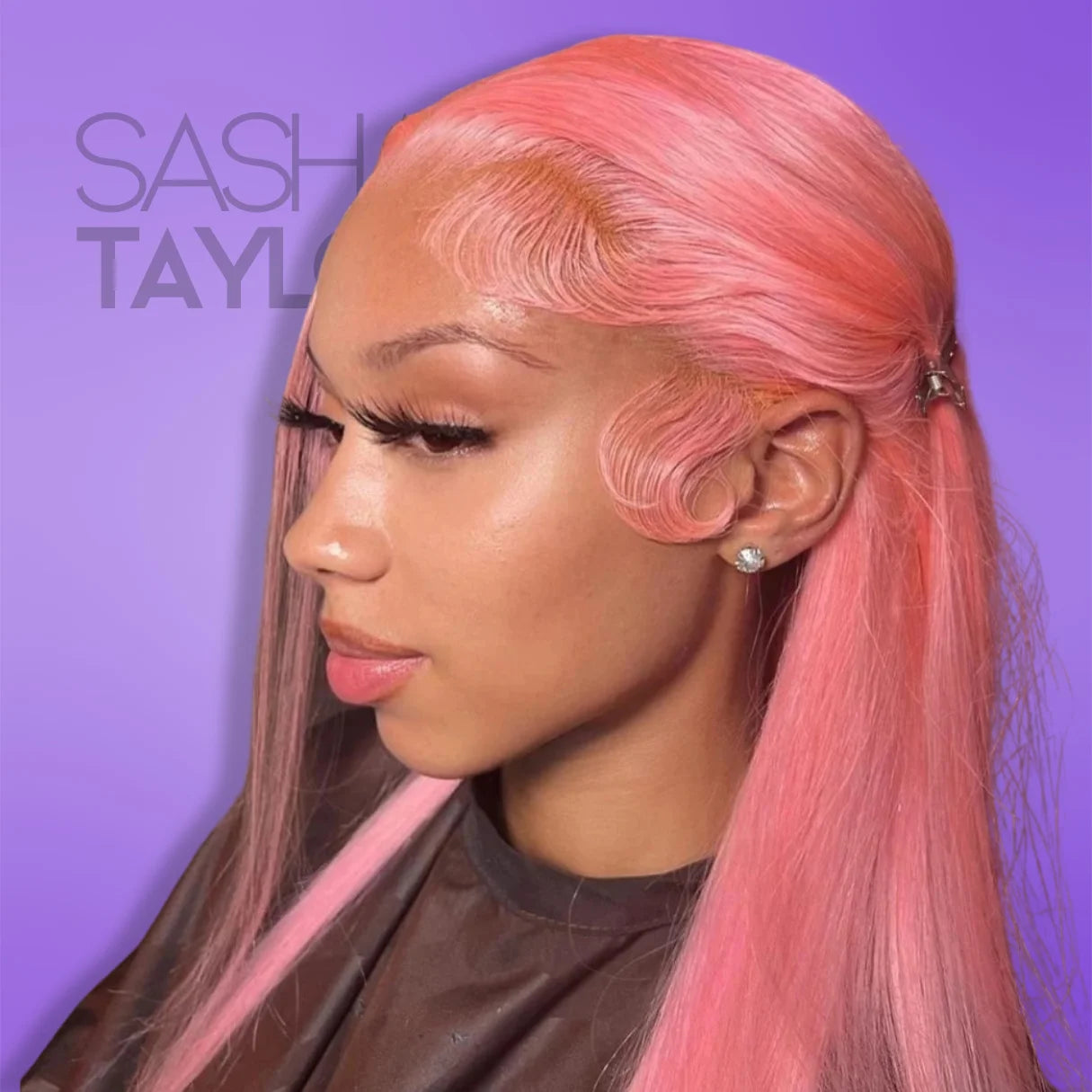 a black african american woman wearing the Pink Bone Human Hair Wig – HD Lace Front from the side