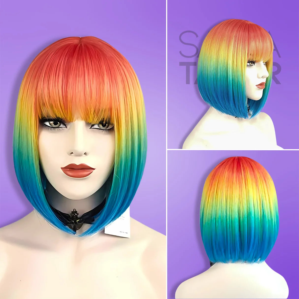 PASTEL SHORT RAINBOW BOB sold lace wig *NEW*