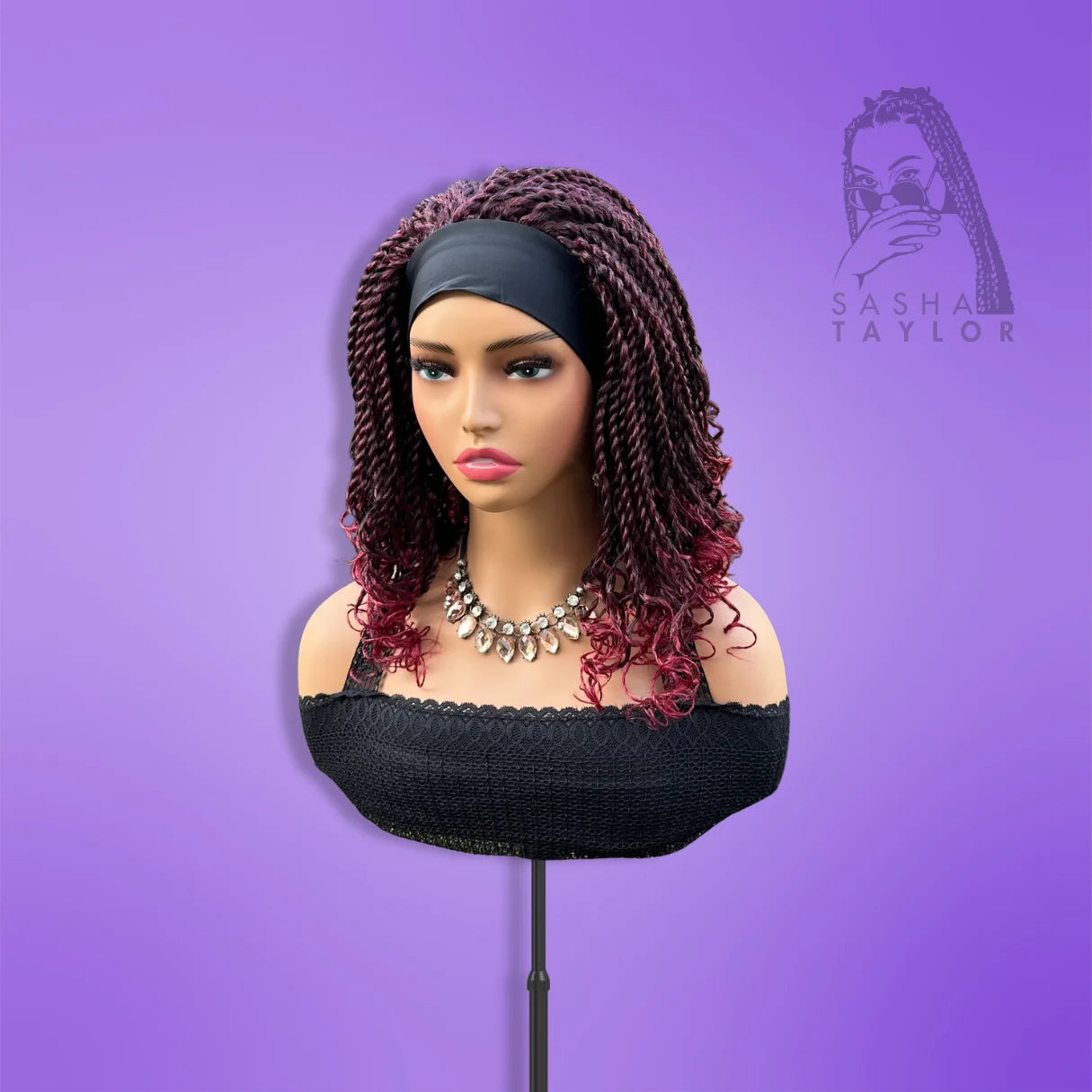 Short Headband Bob Braided Wigs on a mannequin from the front side