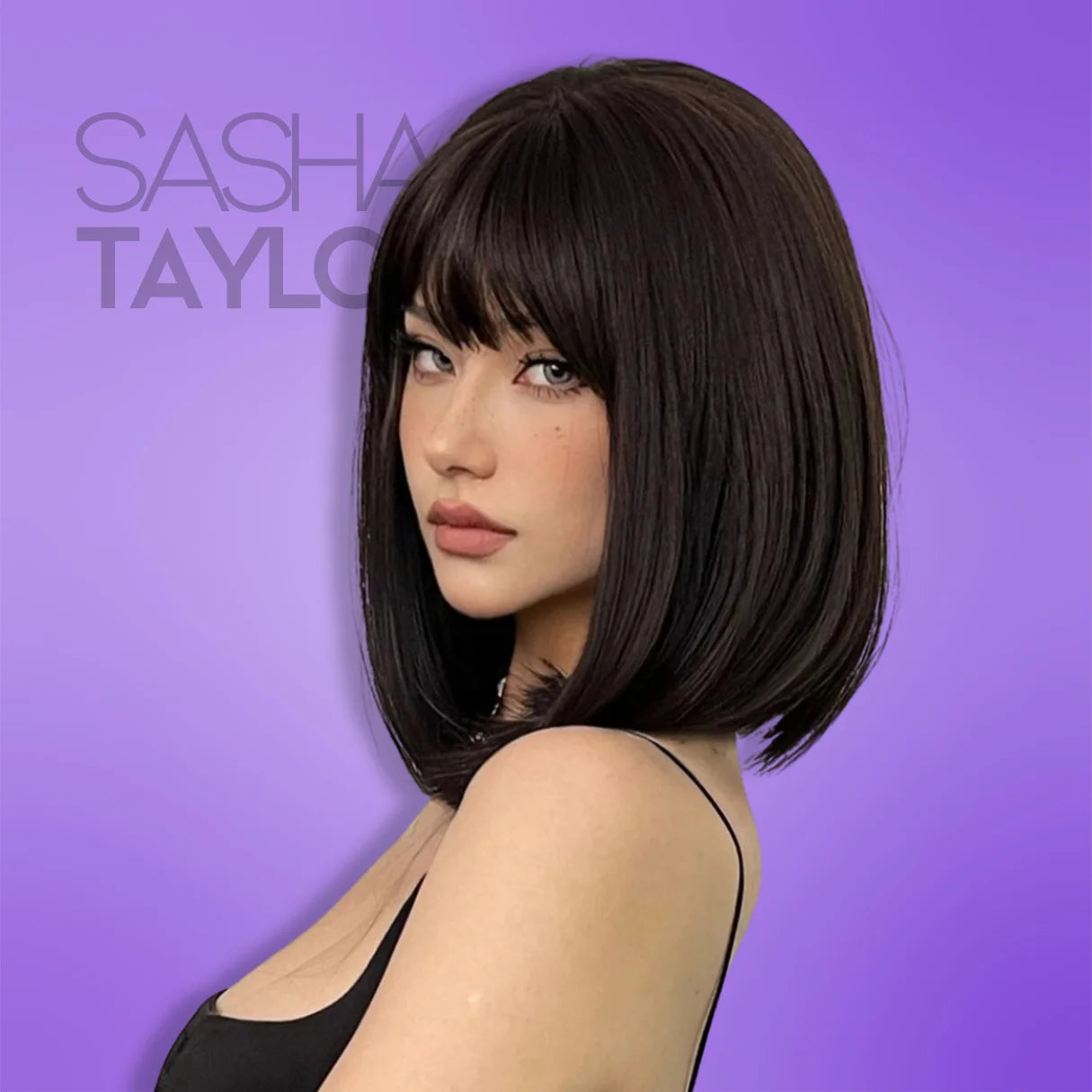 black Short Synthetic Bob Wig with Bangs - Daily Wear &amp; Cosplay