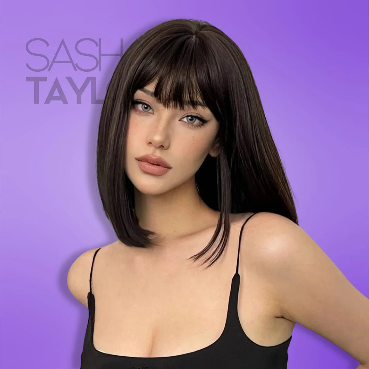 black Short Synthetic Bob Wig with Bangs - Daily Wear &amp; Cosplay