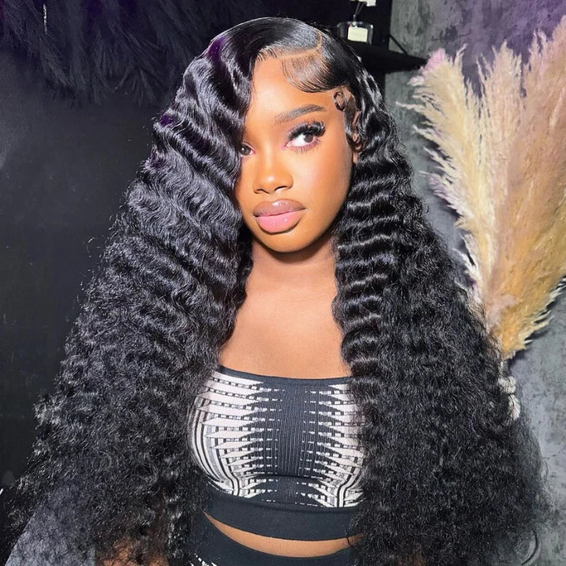 Side C Deep Wave Human Hair Wig - HD Lace Wigs