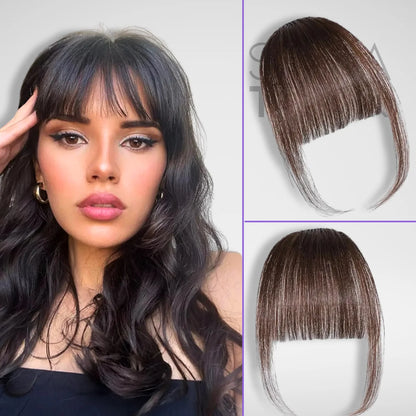 brown Silky Smooth Clip-In Bangs  | Natural Fringe for Easy Daily Wear