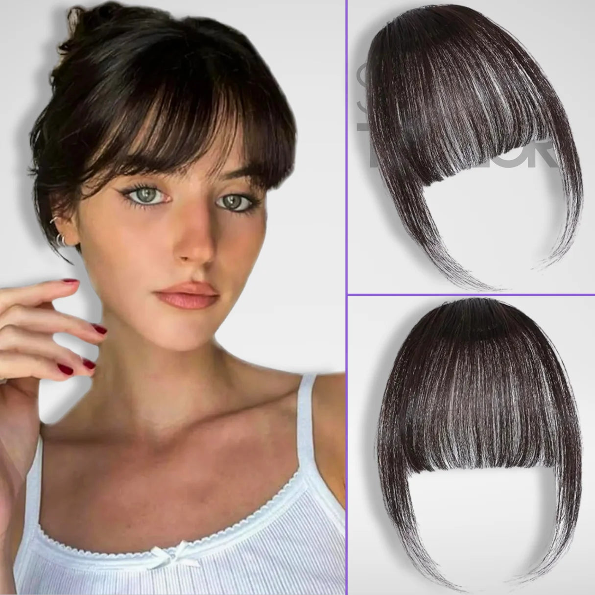 dark brown Silky Smooth Clip-In Bangs  | Natural Fringe for Easy Daily Wear