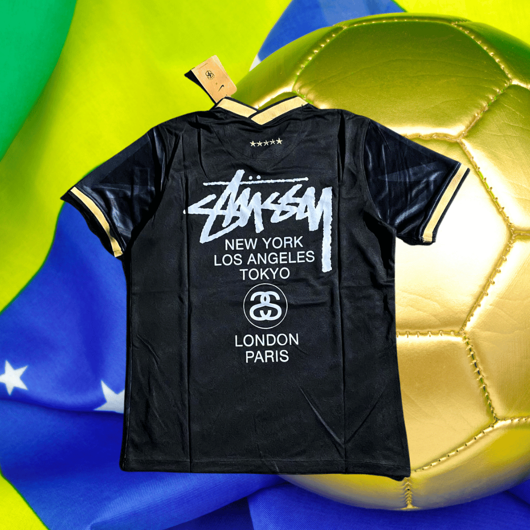 stussy soccer jersey Brazil Jersey Black Edition