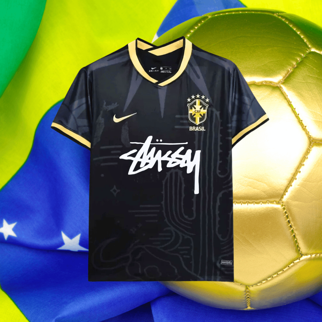 stussy soccer jersey Brazil Jersey Black Edition