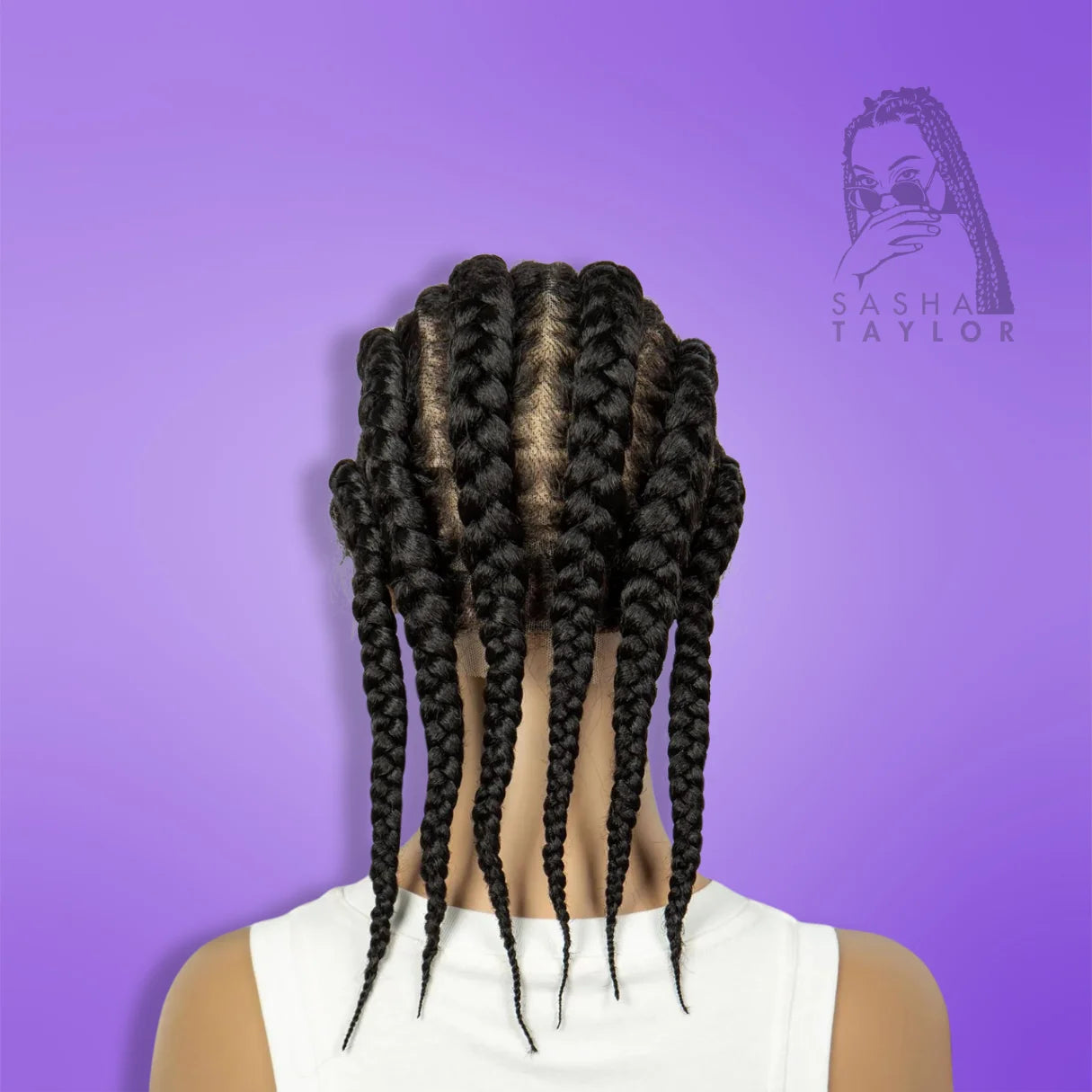 Synthetic Cornrow Box Braided Wigs – HD Full Lace on a mannequin from the back