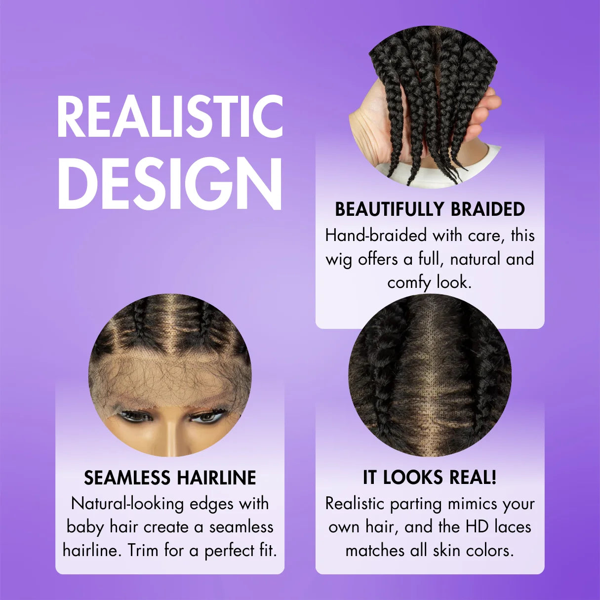 Synthetic Cornrow Box Braided Wigs – HD Full Lace&