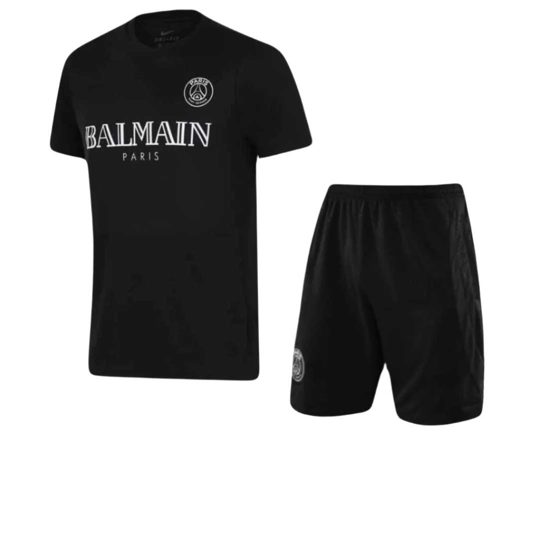 PSG x Balmain Black &amp; Grey T-Jersey Shorts Summer Set