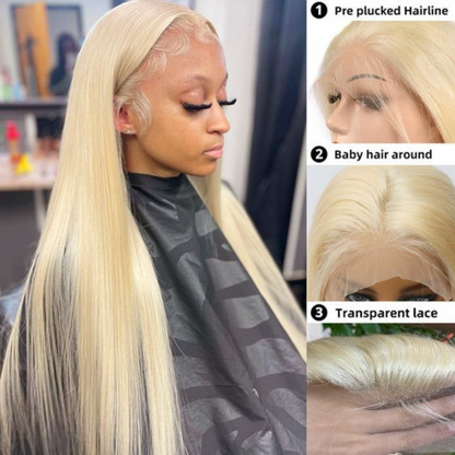 Glatte, voluminöse und tief gewellte blonde Perücke aus unbehandeltem Echthaar – HD Lace Perücken