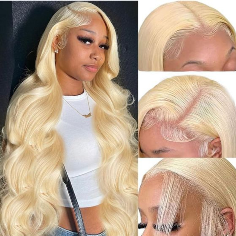 Glatte, voluminöse und tief gewellte blonde Perücke aus unbehandeltem Echthaar – HD Lace Perücken