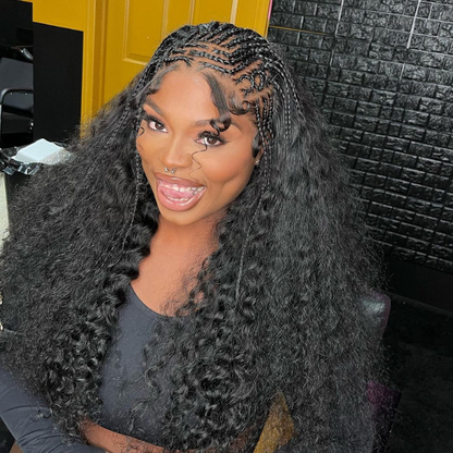 Deep Wave Fulani Braided Human Hair Wig - HD Lace Wigs