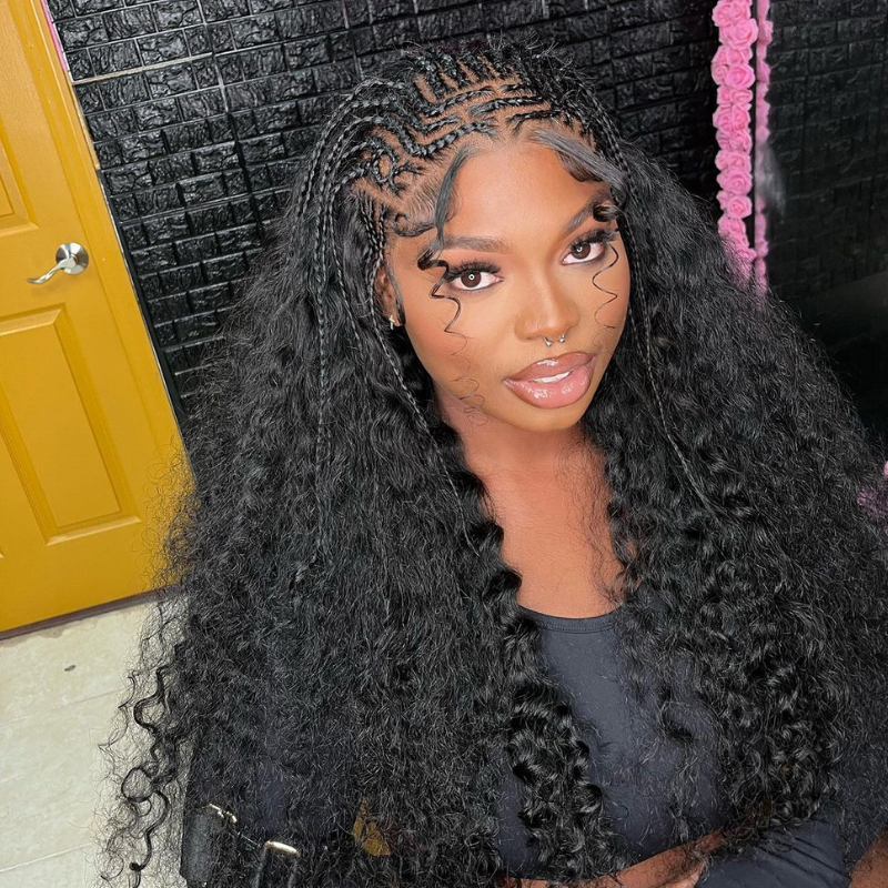 Deep Wave Fulani Braided Human Hair Wig - HD Lace Wigs