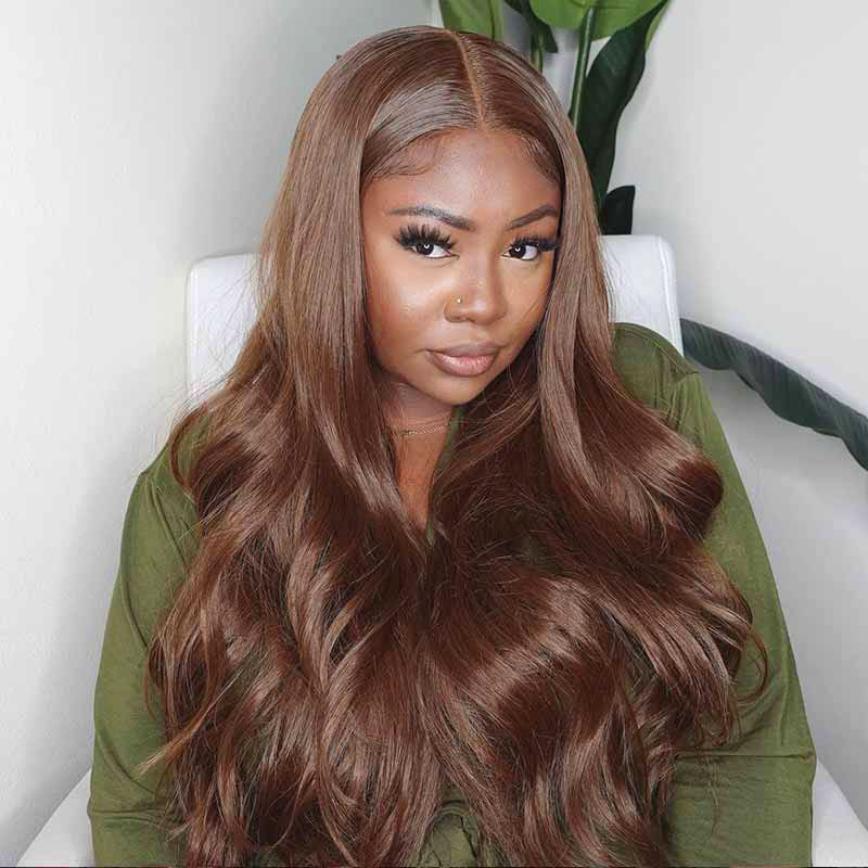 Chocolate Brown Body Wave Human Hair Wig - HD Lace Wigs