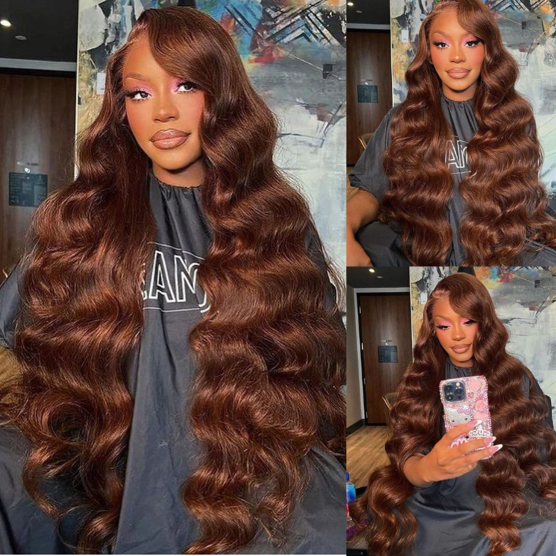 36&quot; Long Chocolate Brown Wand Curl Synthetic Wig - HD Lace Wigs